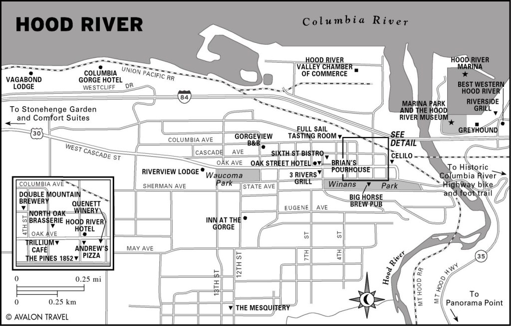 Map – Oregon, USA – Hood River  Moon Travel Guides