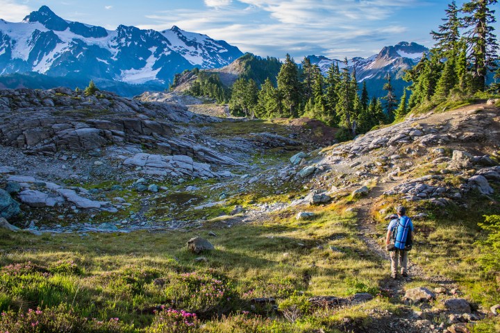 Man hiking in mountains