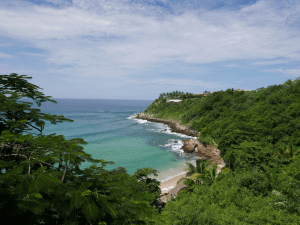 Photo of Playa Carrizalillo with clear water and blue skies.