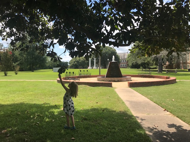 girl at fountain