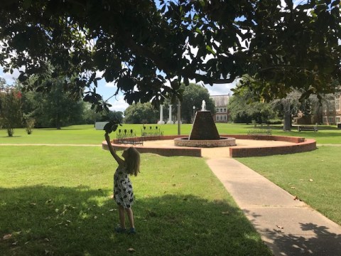 girl at fountain