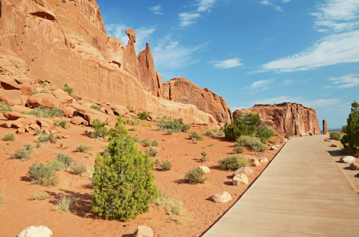 A boardwalk in Arches National Park